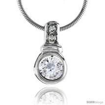 High Polished Sterling Silver 5/8in  (16 mm) tall Enhancer Pendant, w/ o... - $33.54