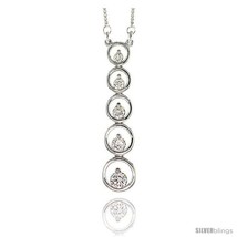 Sterling Silver Graduated Journey Pendant w/ 5 High Quality CZ Stones, 1 7/8in   - £91.26 GBP
