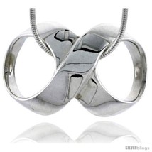 High Polished Sterling Silver 1 1/8in  (28 mm) wide Knot Pendant, w/ 18in  Thin  - £49.79 GBP