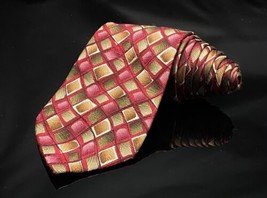 J. Garcia Mens Necktie Tie red Facets II Diamonds Geometric Silk - £9.30 GBP