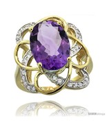 Size 6.5 - 14k Gold Natural Amethyst Floral Design Ring 13x 19 mm Oval S... - £647.60 GBP