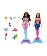 Barbie Mermaid Set With 2 Brunette Dolls (12-In/30.40-Cm), 4 Sea Pet Toy... - £26.67 GBP