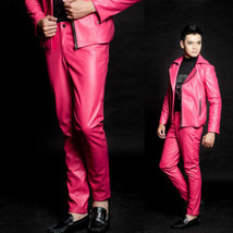Pink Men&#39;s Leather Pant Genuine Lambskin Leather Jeans Biker Stylish New... - $112.80+