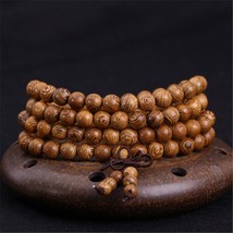 Multilayer 108 Wood Beads Lotus OM Bracelet Tibetan Buddhist Mala Buddha Charm R - £9.75 GBP