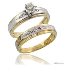 Size 8 - 10k Yellow Gold Ladies&#39; 2-Piece Diamond Engagement Wedding Ring Set,  - £415.40 GBP