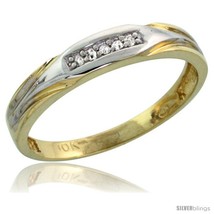 Size 10 - 10k Yellow Gold Ladies&#39; Diamond Wedding Band, 1/8 in wide -Style  - £143.21 GBP