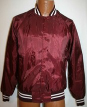 Vintage 80s RUNYON Sportswear Dark Red Satin Windbreaker Ringer JACKET M  - £31.15 GBP