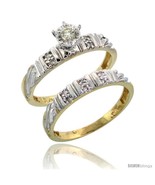 Size 7.5 - 10k Yellow Gold Ladies&#39; 2-Piece Diamond Engagement Wedding Ri... - £354.46 GBP