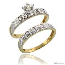 Size 8.5 - 10k Yellow Gold Ladies&#39; 2-Piece Diamond Engagement Wedding Ring Set,  - £356.38 GBP