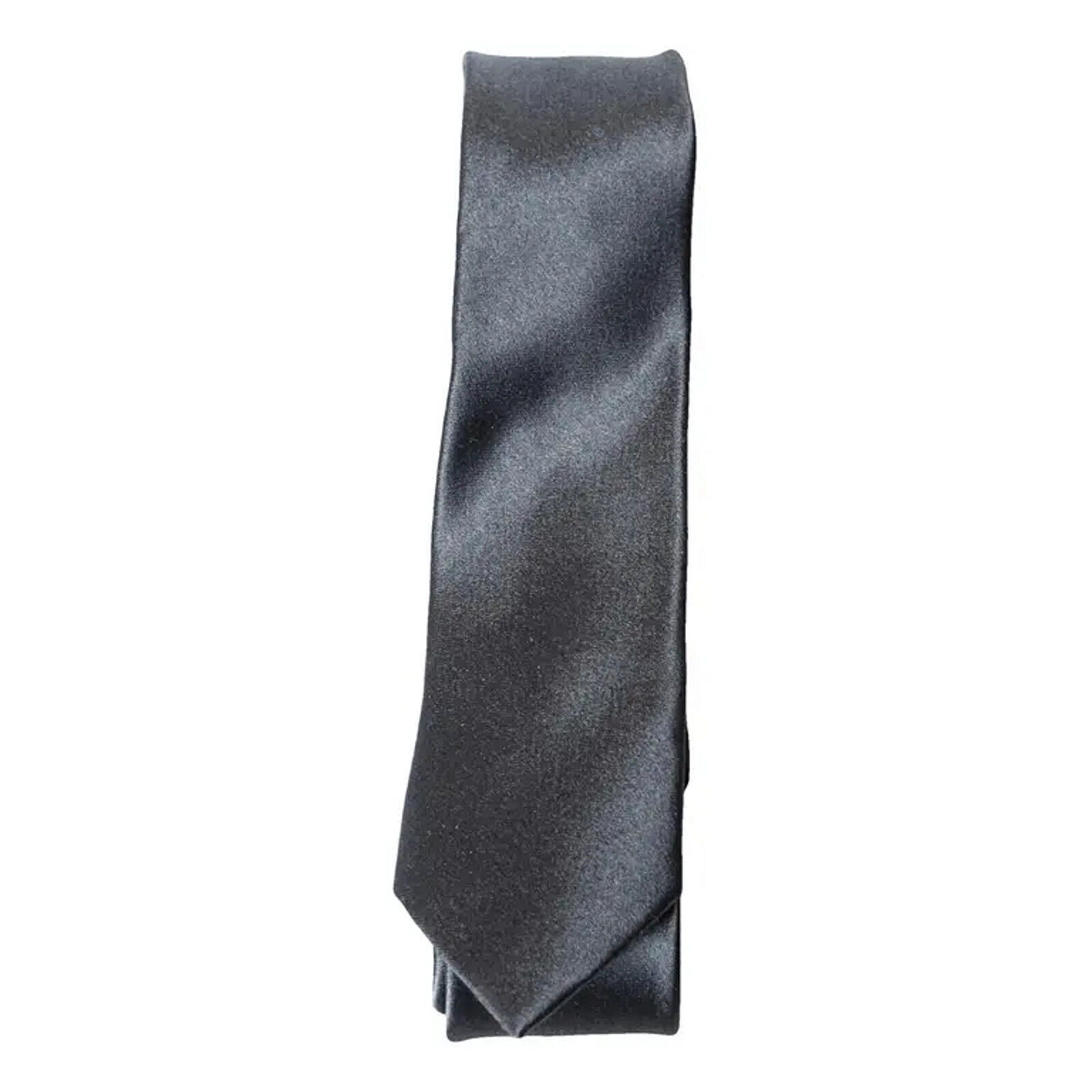 ORIGINAL PENGUIN Charcoal Gray Solid Silk Satin Woven Skinny Tie - $19.99