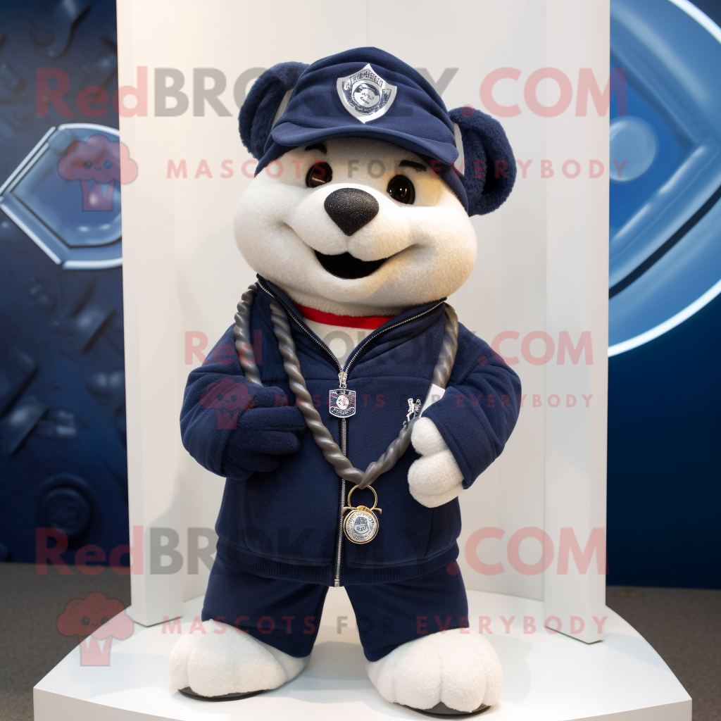 Navy Bracelet mascot costume character dressed with a Hoodie and Ties - $1,199.00