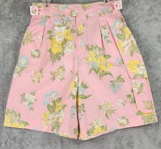 Chaus Shorts Womens 16 Pink Floral Pleated Belted Wide Leg Casual 80s Vi... - £23.78 GBP