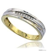 Size 8 - 10k Yellow Gold Men&#39;s Diamond Wedding Band, 3/16 in wide -Style  - £206.43 GBP