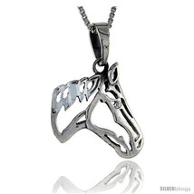 Sterling Silver Cut-out Horse Head Pendant, 1 1/16 in  - £33.31 GBP