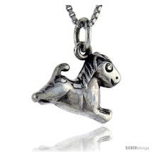 Sterling Silver Horse Pendant, 5/8 in tall -Style  - £32.47 GBP