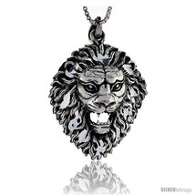 Sterling Silver Lion Head Pendant, 1 5/8 in  - £71.55 GBP