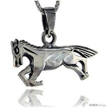 Sterling Silver Horse Pendant, 3/4 in tall -Style  - £35.90 GBP