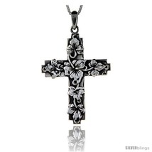Sterling Silver Rose of Sharon Cross, 1 5/8 in  - £74.98 GBP