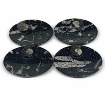 726g, 4pcs, 4.7&quot;x3.8&quot; Small Black Fossils Ammonite Orthoceras Bowl Oval Ring,B88 - £46.91 GBP