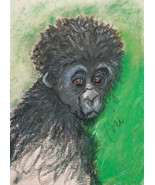 Monkey Wildlife Art Pastel Drawing Solomon - £79.75 GBP