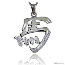 Sterling Silver Chinese Character for MA Family Name Charm, 1 3/8 in  - £58.79 GBP
