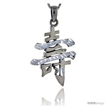 Sterling Silver Chinese Character for LONG LIFE Pendant, 1 1/2 in tall -Style  - $71.38