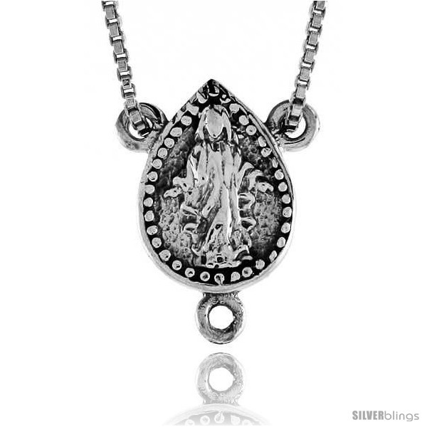 Sterling Silver Virgin Mary Rosary Center, 1/2 in -Style  - £29.28 GBP