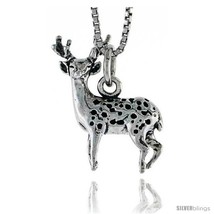 Sterling Silver Buck (Male Deer) Pendant, 3/4 in  - £41.37 GBP
