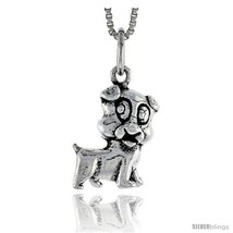 Sterling Silver Dog Pendant, 1/2 in tall -Style  - £54.43 GBP