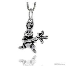Sterling Silver Rabbit with Carrot Pendant, 3/4 in  - £42.07 GBP