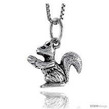 Sterling Silver Squirrel Pendant, 1/2 in tall -Style  - £44.64 GBP