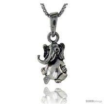 Sterling Silver Sitting Elephant Pendant, 1 in  - £27.00 GBP