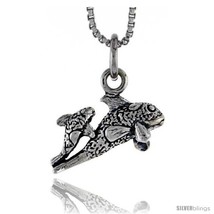 Sterling Silver Mother &amp; Baby Fish Pendant, 3/8 in  - £34.85 GBP