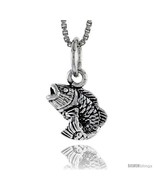 Sterling Silver Bass Fish Pendant, 3/8in   - £29.48 GBP