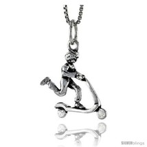 Sterling Silver Boy on Scooter Pendant, 3/4 in  - £34.28 GBP