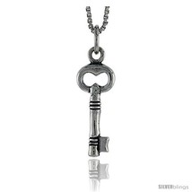Sterling Silver Key Pendant, 3/4 in tall -Style  - £27.87 GBP