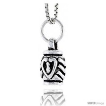 Sterling Silver Chevron Jar w/ Heart Pendant, 3/8 in  - £43.73 GBP