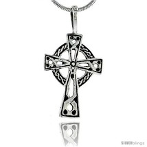 Sterling Silver Celtic Cross Pendant, 1 1/4 in -Style  - £31.59 GBP