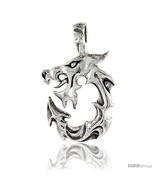 Sterling Silver Dragon Pendant, 1 1/16 in  - £120.71 GBP