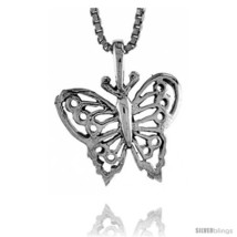 Sterling Silver Butterfly Pendant, 3/4 in tall -Style  - £24.53 GBP