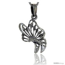 Sterling Silver Butterfly Pendant, 1 1/4 in tall -Style  - £28.26 GBP