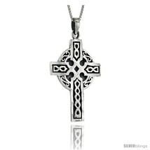 Sterling Silver Celtic Cross Pendant, 1 3/4 in  - £61.77 GBP