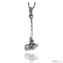 Sterling Silver Native American Stone Tomahawk Pendant, 1 1/16 in  - £36.23 GBP