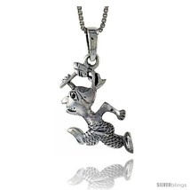 Sterling Silver Native American Warrior Caricature Pendant, 1 in  - £30.96 GBP