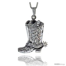Sterling Silver Cowboy Boots Pendant, 1 1/16 in  - £56.20 GBP