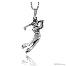 Sterling Silver Lady Golfer Pendant, 1 1/4 in  - £52.39 GBP