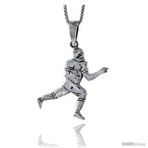 Sterling Silver Football Player Pendant, 1 1/4 in tall -Style  - £29.63 GBP