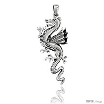 Sterling Silver Chinese Dragon Pendant, 2 1/2 in  - £66.01 GBP