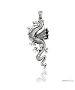 Sterling Silver Chinese Dragon Pendant, 2 1/2 in  - £64.93 GBP