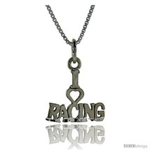 Sterling Silver I Love Racing 1 in wide Talking  - £34.99 GBP